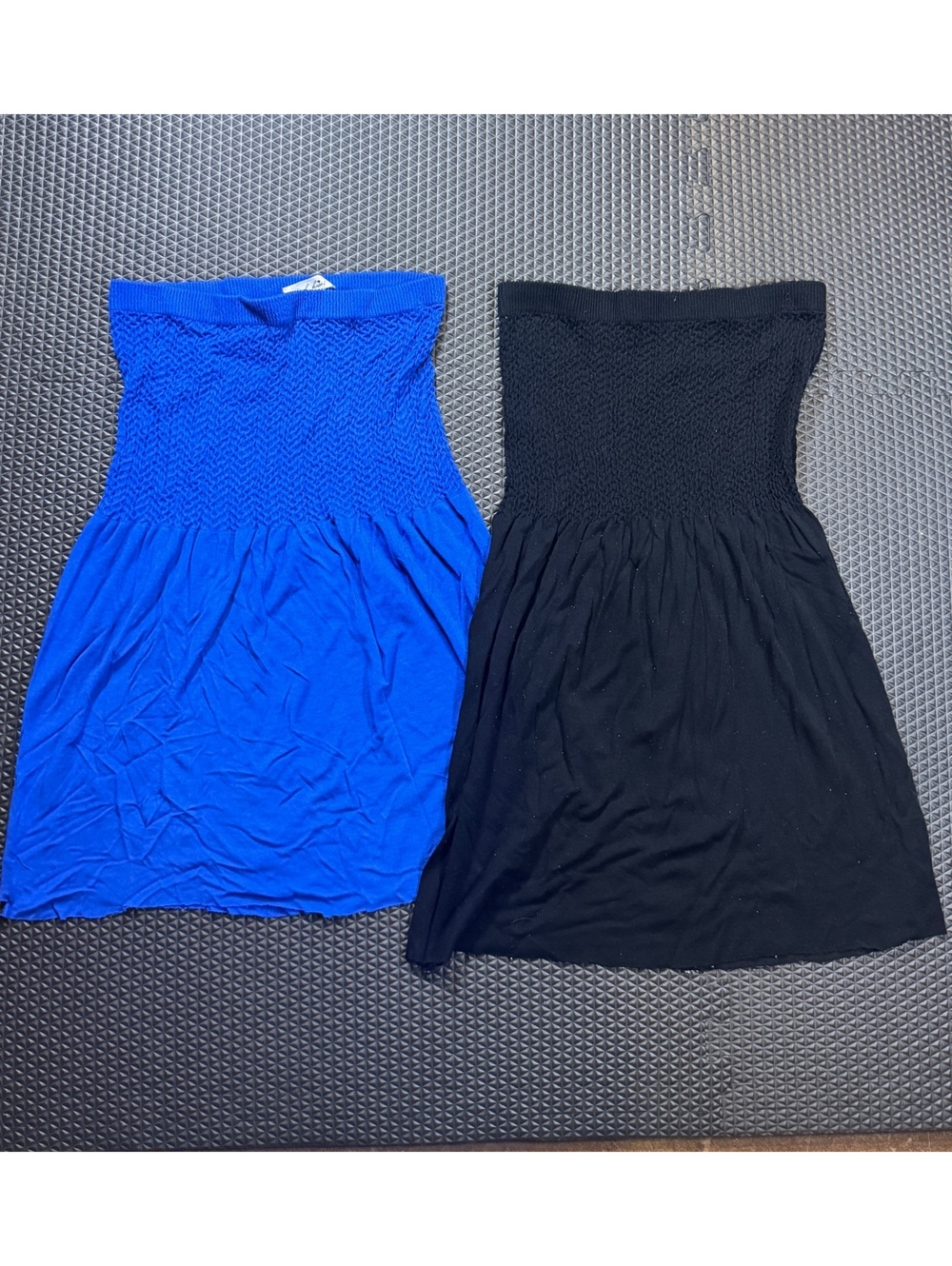 derek heart Strapless Smocked Top Dress in Blue and Black, Size S/M